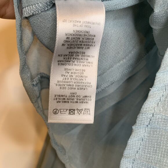 ASOS Pleated Blouse Turquoise Blue / Green Top Peplum Hem Semi Sheer Flared Sz 2 - Picture 10 of 12